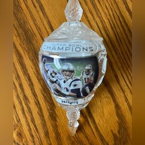 Patriots Super Bowl champions glass ornament